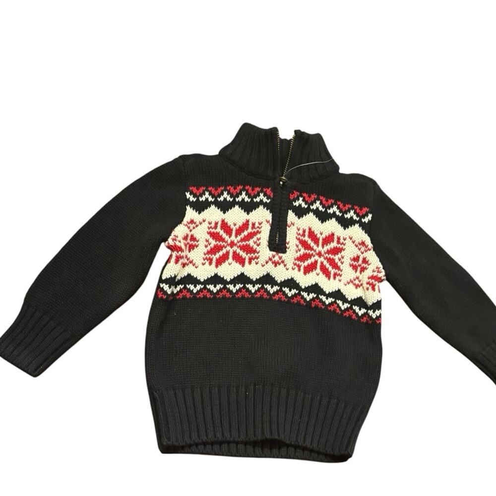 Chaps NWT 18M classic  Black Snowflake 1/4 Zip Sweater